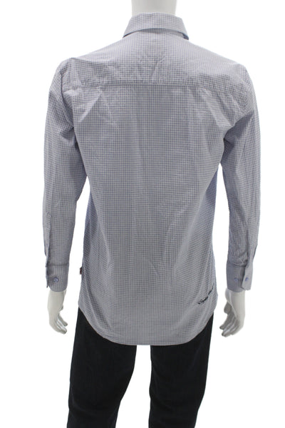 English Laundry Mens Button-Up Dress Shirt Blue Check Long Sleeve Size 15
