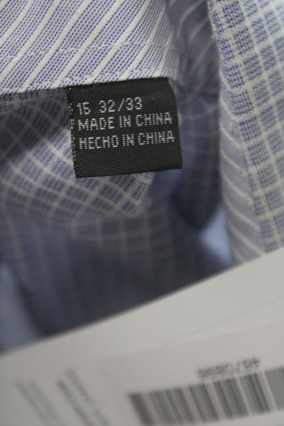 English Laundry Mens Button-Up Dress Shirt Blue Check Long Sleeve Size 15