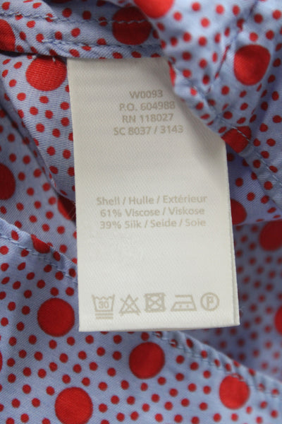 Boden Women Basic Polka Dot Blouse Blue Short Sleeve Round Neck Size 6