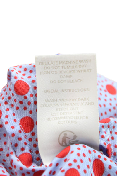 Boden Women Basic Polka Dot Blouse Blue Short Sleeve Round Neck Size 6