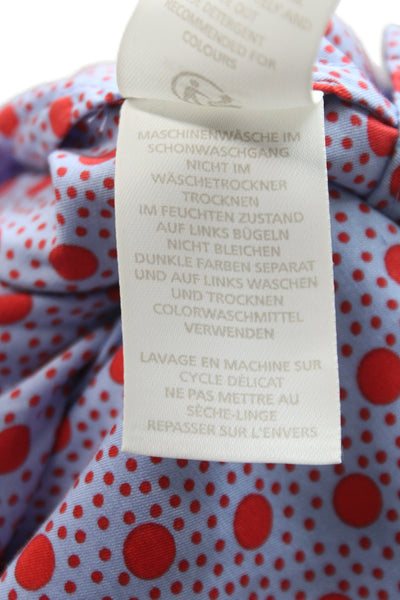 Boden Women Basic Polka Dot Blouse Blue Short Sleeve Round Neck Size 6
