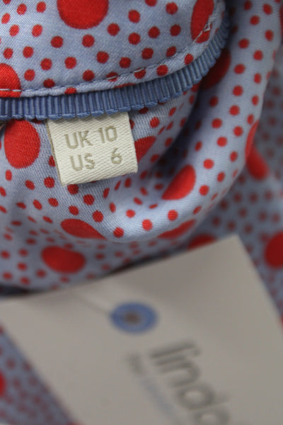 Boden Women Basic Polka Dot Blouse Blue Short Sleeve Round Neck Size 6