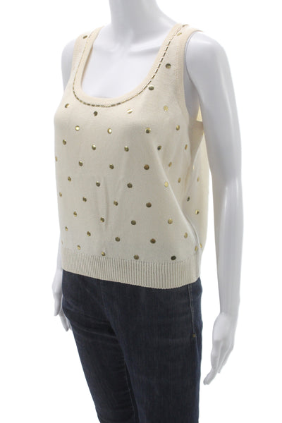 St. John By Marie Gray Women Sleeveless Pullover Polka Dot Ivory Size S