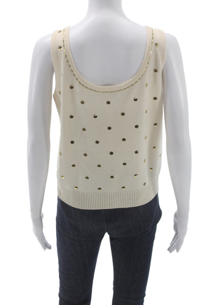 St. John By Marie Gray Women Sleeveless Pullover Polka Dot Ivory Size S