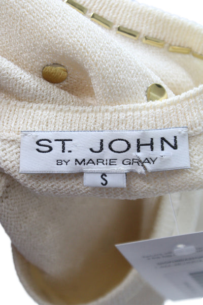 St. John By Marie Gray Women Sleeveless Pullover Polka Dot Ivory Size S