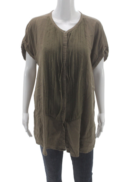 Calvin Klein Jeans Women Tunic Brown Short Sleeve Round Neck Cotton Size XL