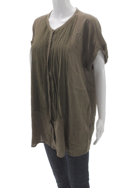 Calvin Klein Jeans Women Tunic Brown Short Sleeve Round Neck Cotton Size XL
