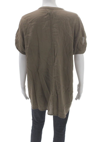 Calvin Klein Jeans Women Tunic Brown Short Sleeve Round Neck Cotton Size XL
