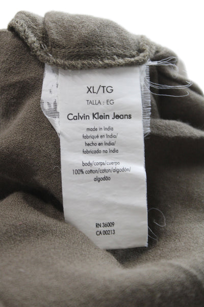 Calvin Klein Jeans Women Tunic Brown Short Sleeve Round Neck Cotton Size XL