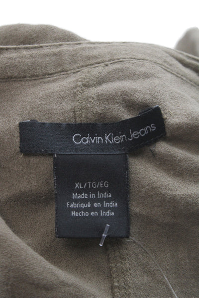 Calvin Klein Jeans Women Tunic Brown Short Sleeve Round Neck Cotton Size XL