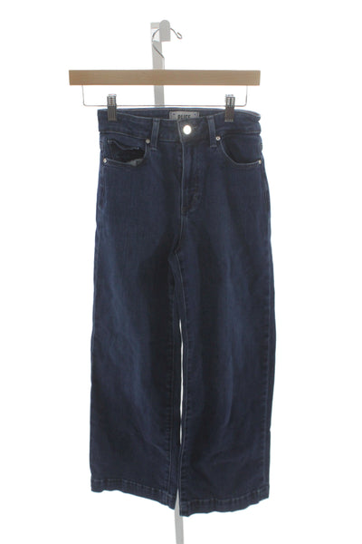Paige Women Wide-Leg High-Rise Jeans Blue Cotton Button Size 24