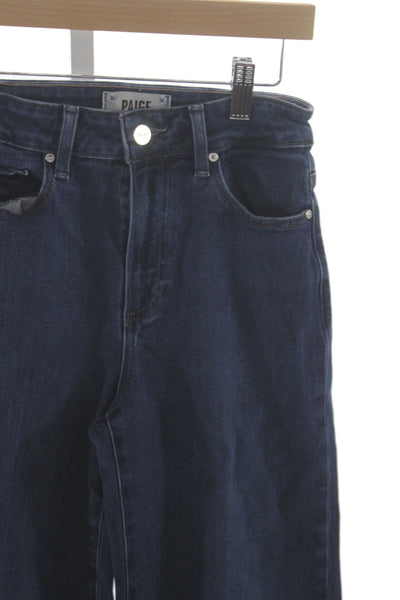 Paige Women Wide-Leg High-Rise Jeans Blue Cotton Button Size 24