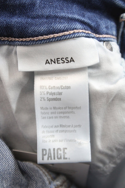 Paige Women Wide-Leg High-Rise Jeans Blue Cotton Button Size 24