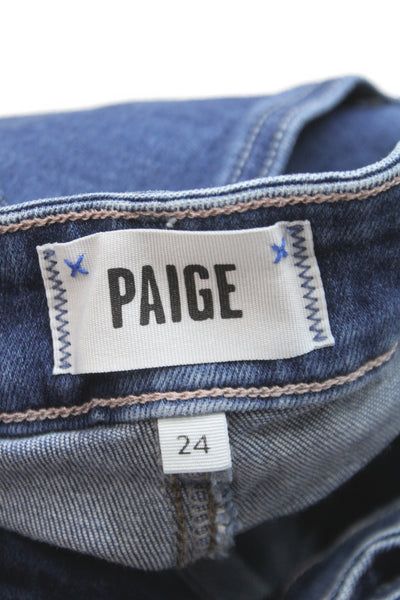 Paige Women Wide-Leg High-Rise Jeans Blue Cotton Button Size 24