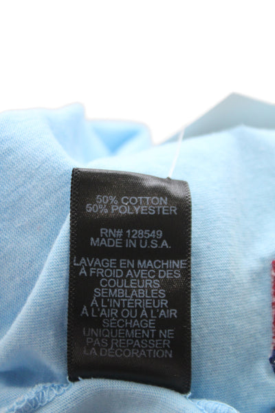 Aviator Nation Womens Cropped Blue Rainbow Tee Crewneck Short Sleeve Size S