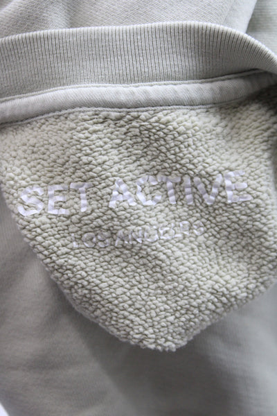 Set Active Womens Athleisure Sweatpants Outfit Green Cotton Crew Neck Size S