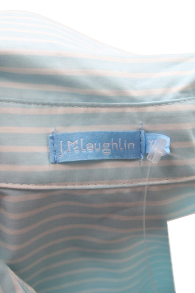 J. Mclaughlin Women Striped Collared Tunic Button Up Blue Long Sleeve Size XS