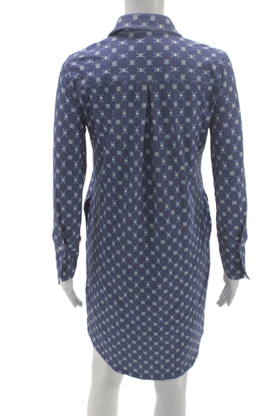 J. Mclaughlin Womens Shirt Dress Blue Geometric Collared Long Sleeve Size XS