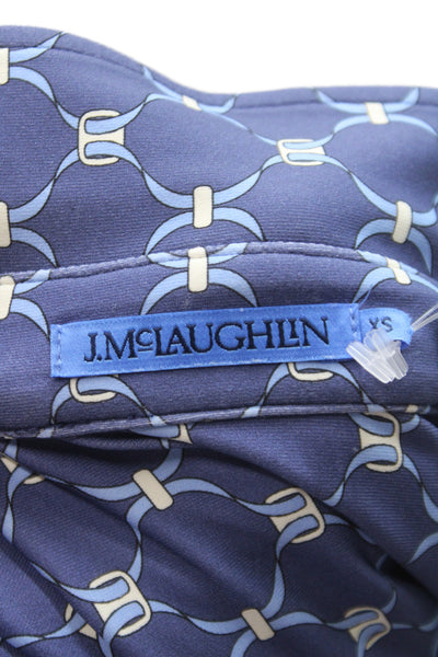 J. Mclaughlin Womens Shirt Dress Blue Geometric Collared Long Sleeve Size XS