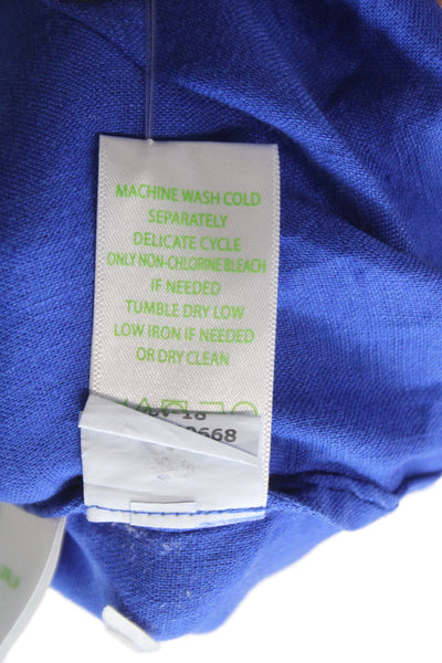 Lily Pulitzer Women Basic Button-Up Blue Linen Collared Long Sleeve Size S
