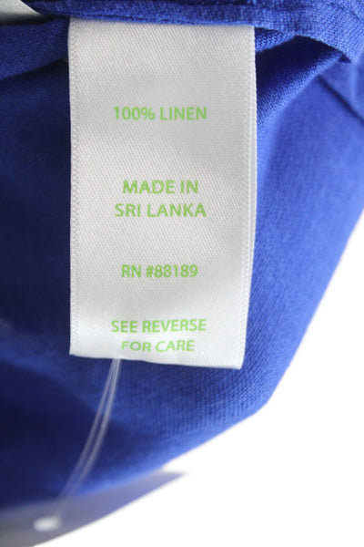 Lily Pulitzer Women Basic Button-Up Blue Linen Collared Long Sleeve Size S