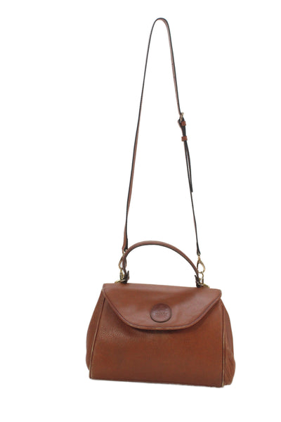 Mark Cross Womens Leather Top Handle Crossbody Handbag Caramel Brown