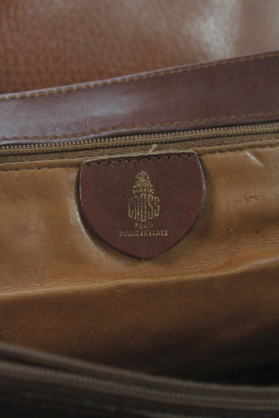Mark Cross Womens Leather Top Handle Crossbody Handbag Caramel Brown