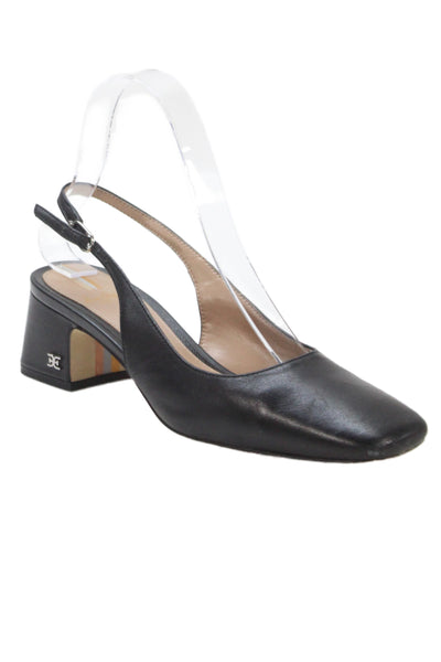 Sam Edelman Womens Leather Ankle Strap Block Heels Black Size 6