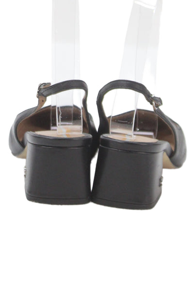 Sam Edelman Womens Leather Ankle Strap Block Heels Black Size 6