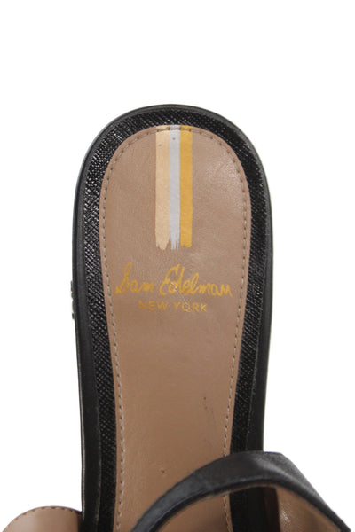 Sam Edelman Womens Leather Ankle Strap Block Heels Black Size 6