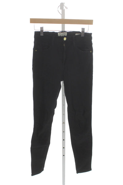 Frame Womens Skinny Black High Rise Cotton Jeans Button Size 25