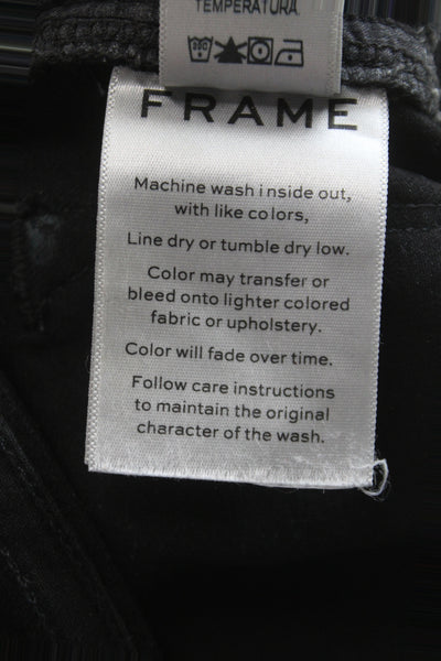 Frame Womens Skinny Black High Rise Cotton Jeans Button Size 25