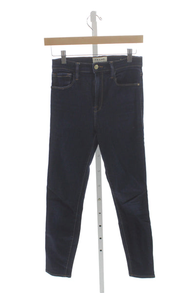 Frame Womens Skinny High Rise Jeans Blue Cotton Button Size 25