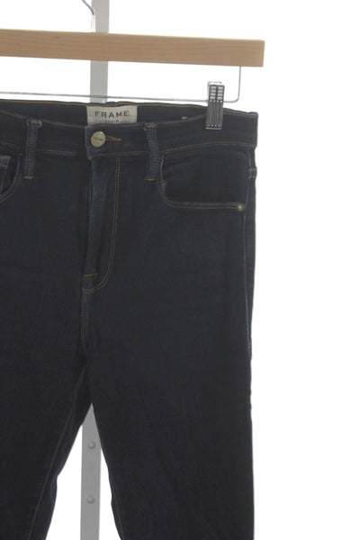 Frame Womens Skinny High Rise Jeans Blue Cotton Button Size 25