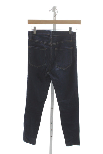 Frame Womens Skinny High Rise Jeans Blue Cotton Button Size 25
