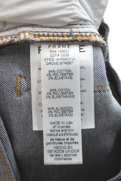 Frame Womens Skinny High Rise Jeans Blue Cotton Button Size 25