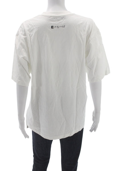 Uniqlo Unisex Adults Basic Andy Warhol White Cotton Crew Neck T-Shirt Size M