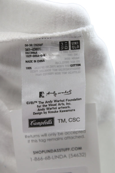 Uniqlo Unisex Adults Basic Andy Warhol White Cotton Crew Neck T-Shirt Size M