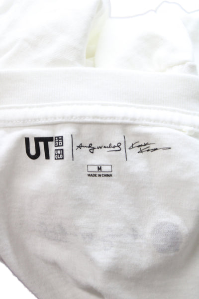 Uniqlo Unisex Adults Basic Andy Warhol White Cotton Crew Neck T-Shirt Size M