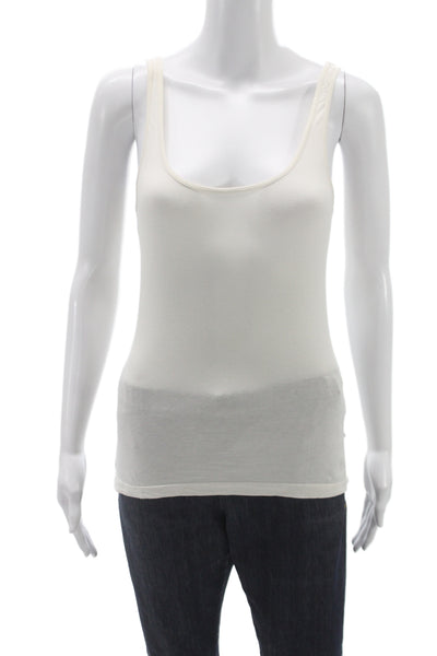 James Perse Womens Ivory Cotton Scoop Neck Spaghetti Strap Basic Tank Size 2