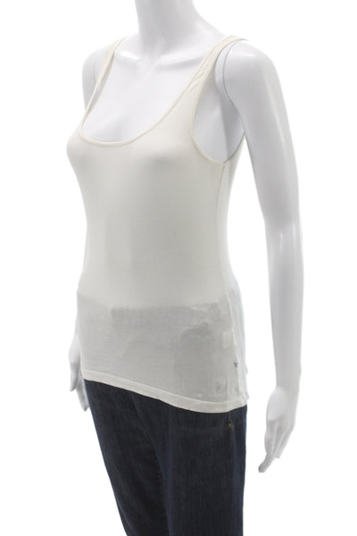 James Perse Womens Ivory Cotton Scoop Neck Spaghetti Strap Basic Tank Size 2