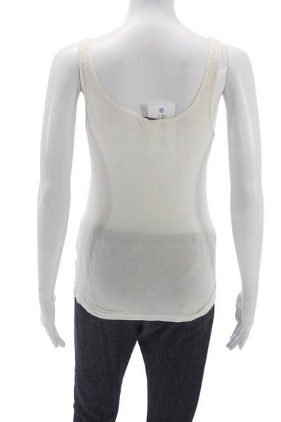 James Perse Womens Ivory Cotton Scoop Neck Spaghetti Strap Basic Tank Size 2