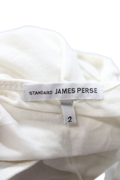 James Perse Womens Ivory Cotton Scoop Neck Spaghetti Strap Basic Tank Size 2