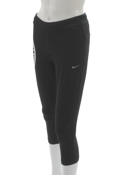 Nike Women Capri Leggings Black 92% Polyester Athleisure Size M