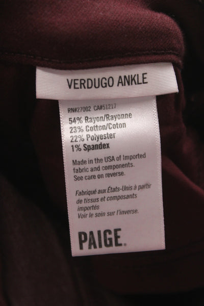 Paige Women Ankle Jeans Purple Cotton Blend Button Size 27