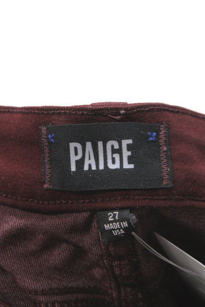 Paige Women Ankle Jeans Purple Cotton Blend Button Size 27
