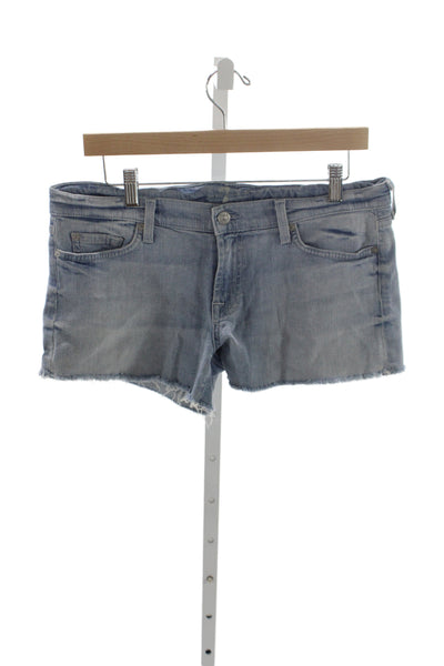 7 For All Mankind Women Blue Cut-Off Cotton Shorts Size 7
