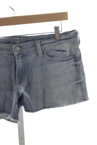 7 For All Mankind Women Blue Cut-Off Cotton Shorts Size 7