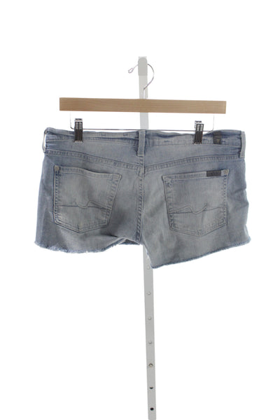 7 For All Mankind Women Blue Cut-Off Cotton Shorts Size 7