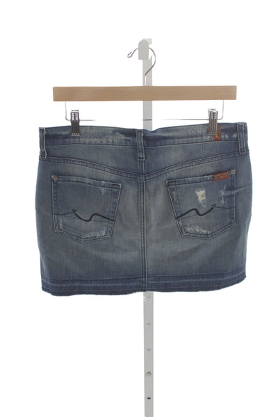 7 For All Mankind Womens Mini Skirt Blue Cotton Button Solid Size 26